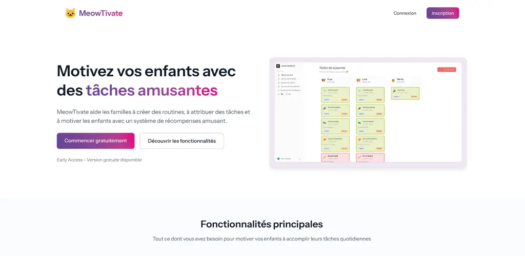 Meowtivate, application de gestion de tâches pour enfants
